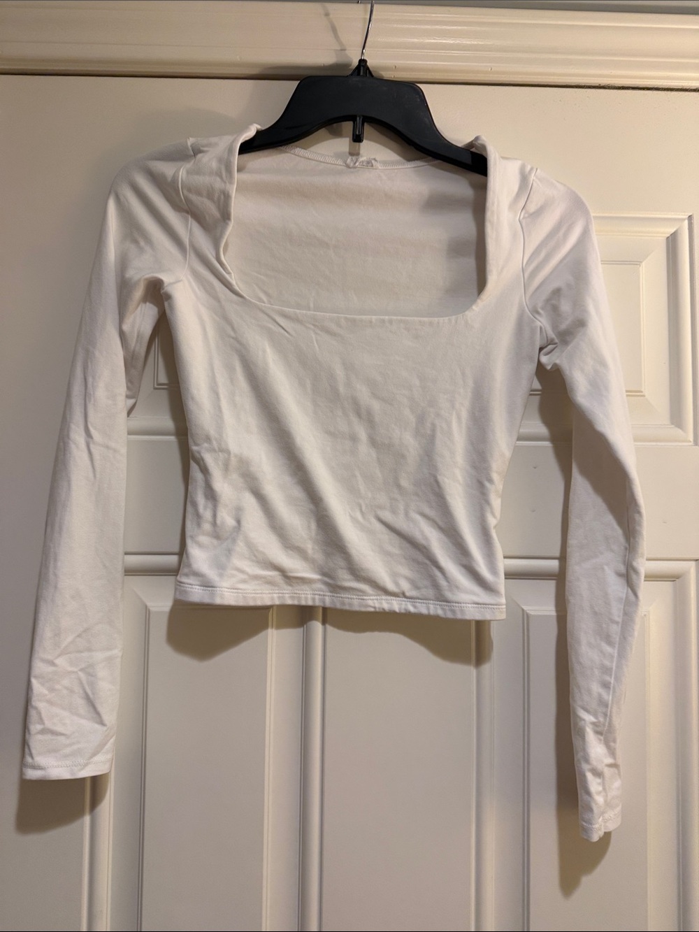 Garage White Square Neck Long Sleeve Crop Top